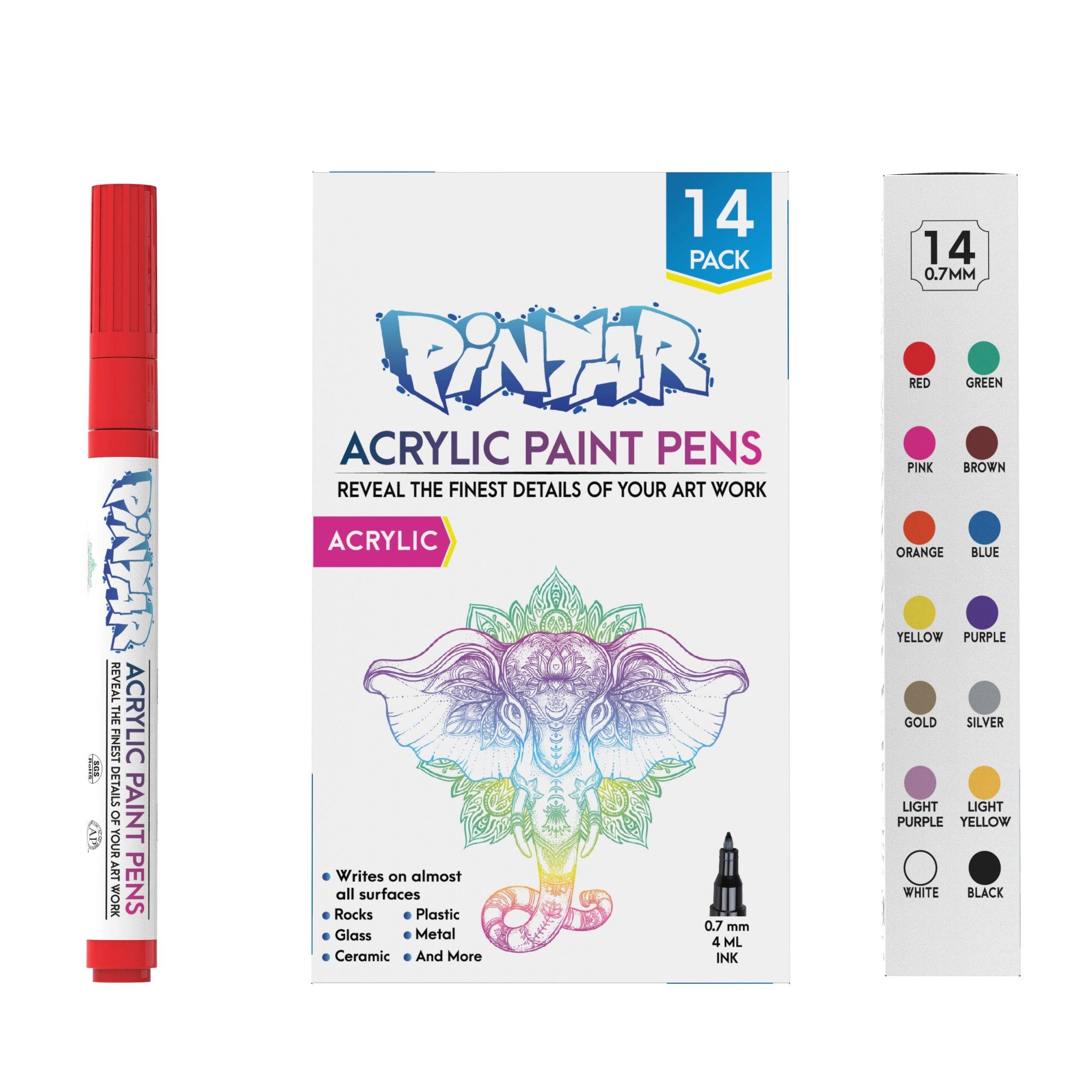 Pintar 14 Pack Fine Point Acrylic Paint Pens