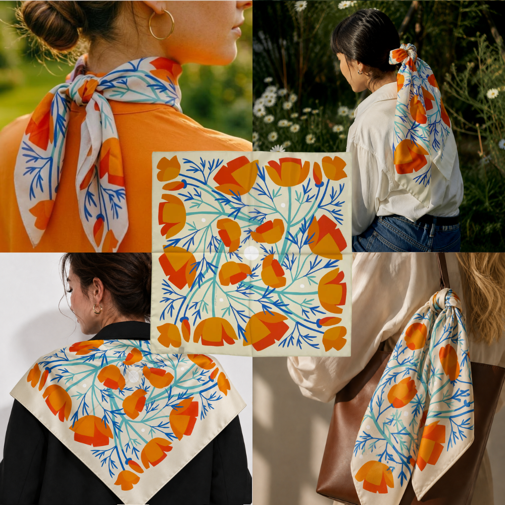 California Poppies | Silk Scarf