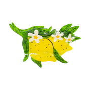 XL Lemon and Flowers Hair Claw Clip