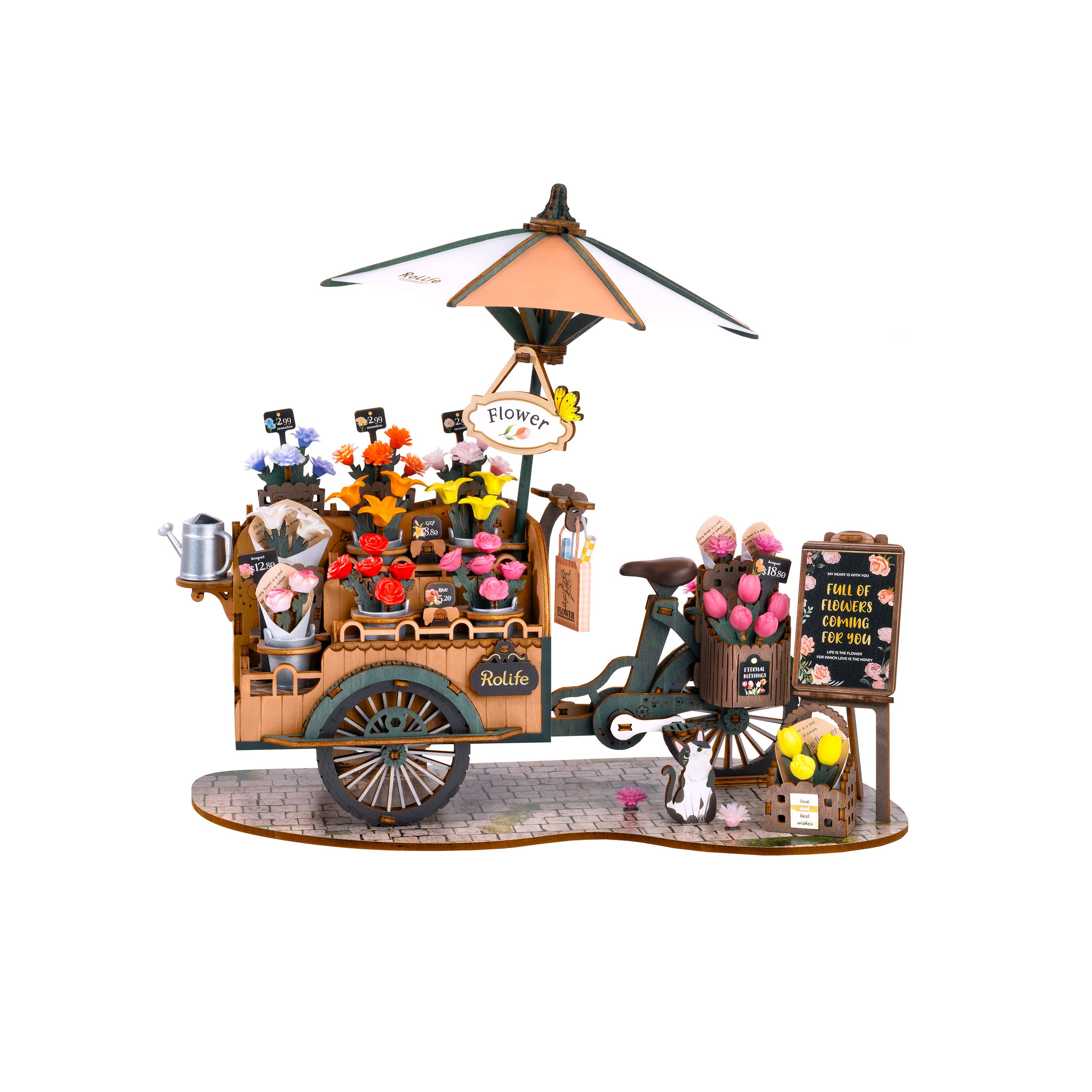 3D Wooden Puzzle: Blossom Cart