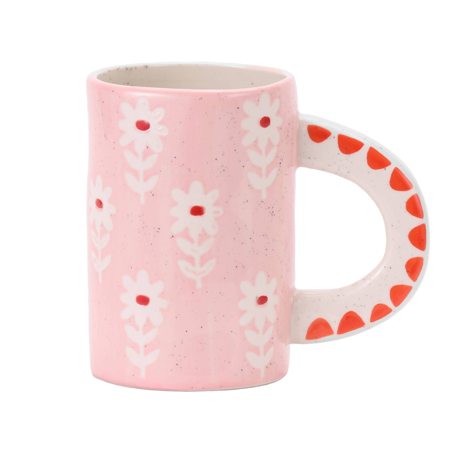 Pink Floral Mug 14 oz. Hand-Painted