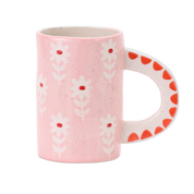 Pink Floral Mug 14 oz. Hand-Painted