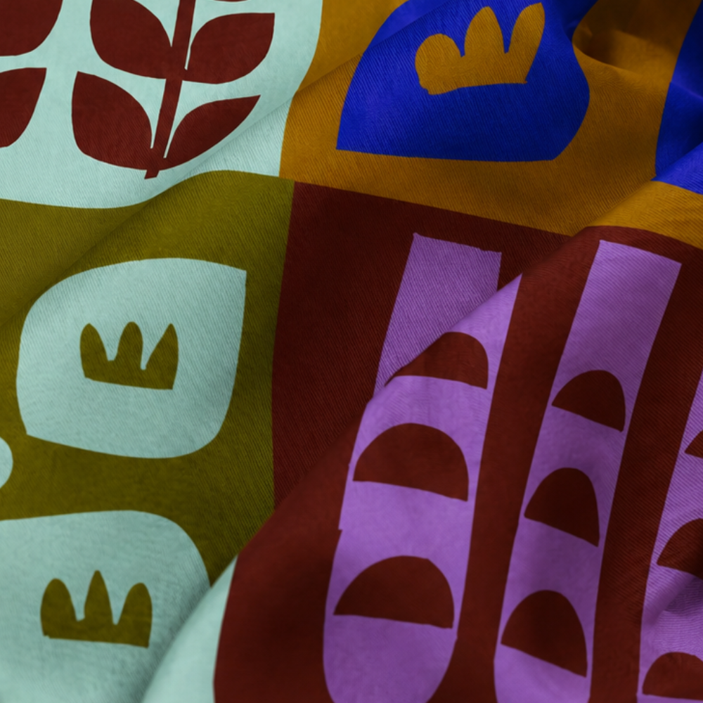 Botanical Colorblock 100% Silk Scarf