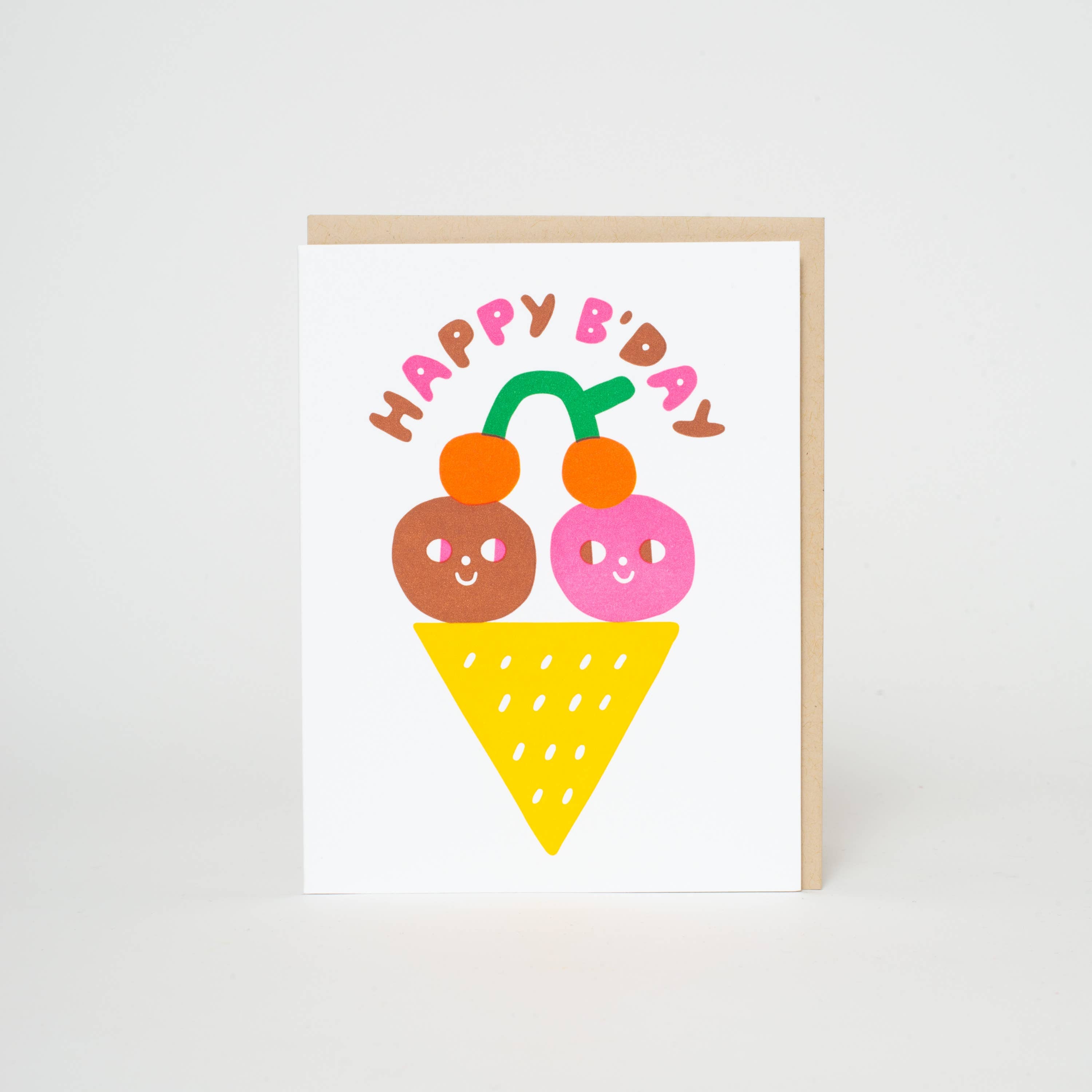 Birthday Ice Cream Wishes Letterpress Greeting Card