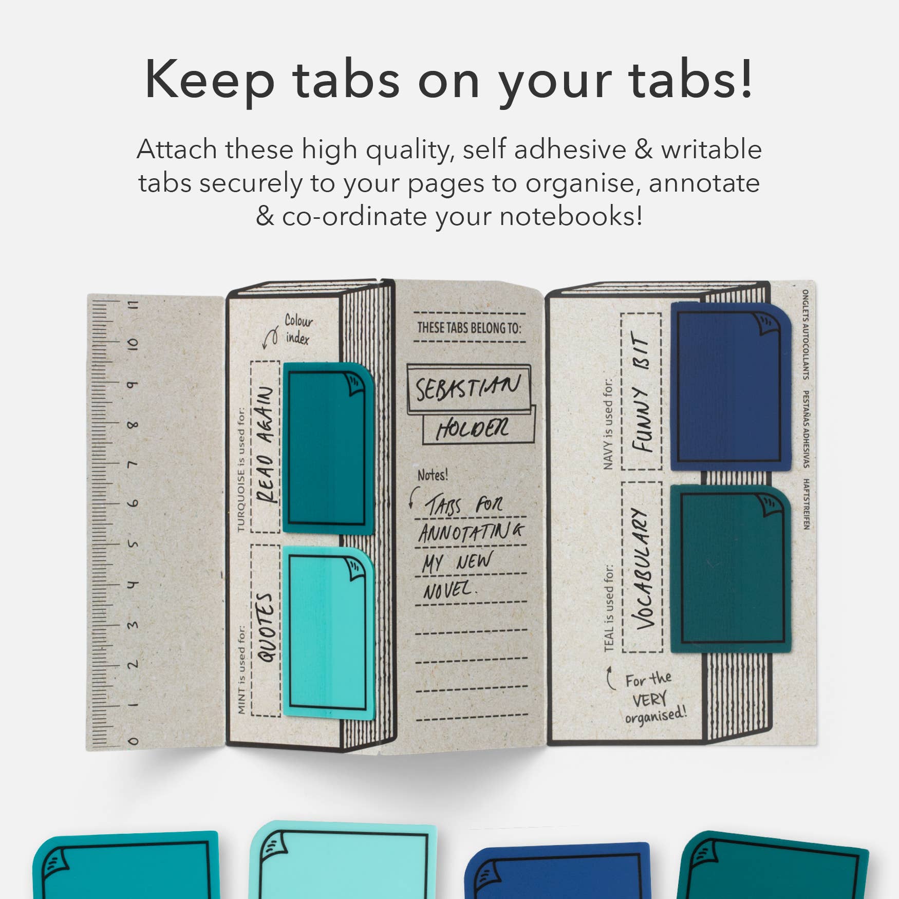 Bookaroo Sticky Tabs - Blues and Greens