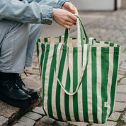 Organic Striped Tote Bag - Blue Stripes or Green Stripes