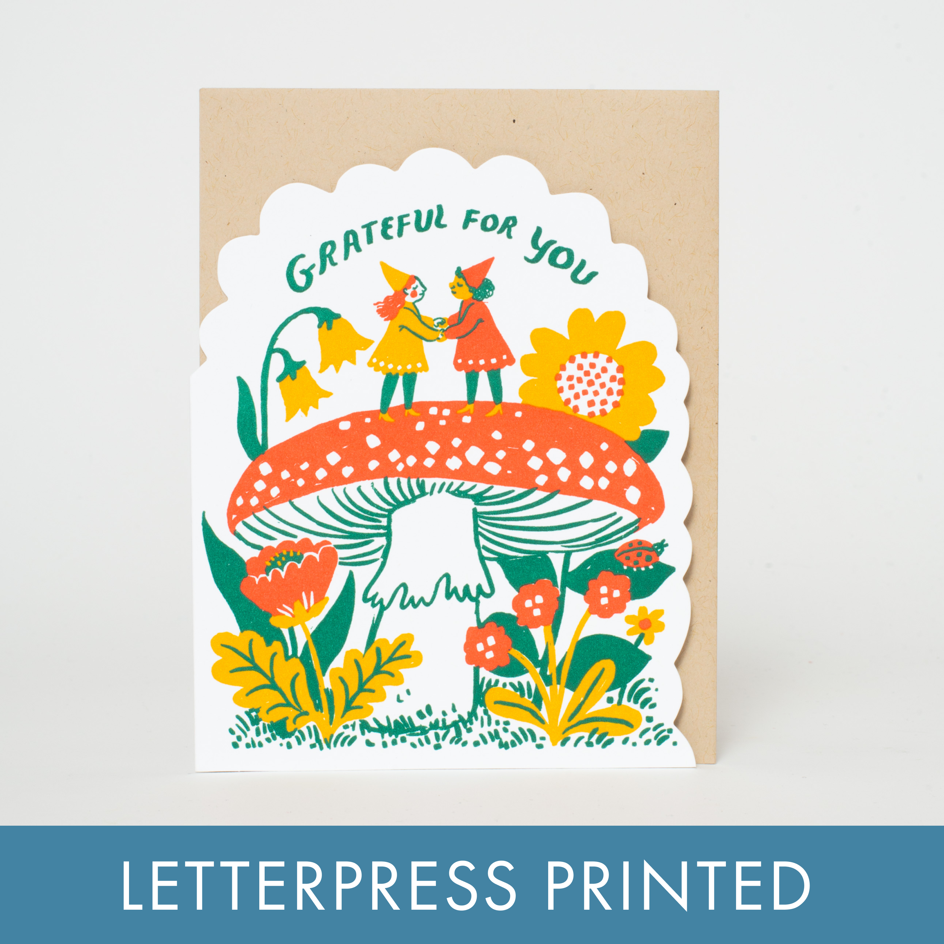 Grateful Gnomes Letterpress Greeting Card