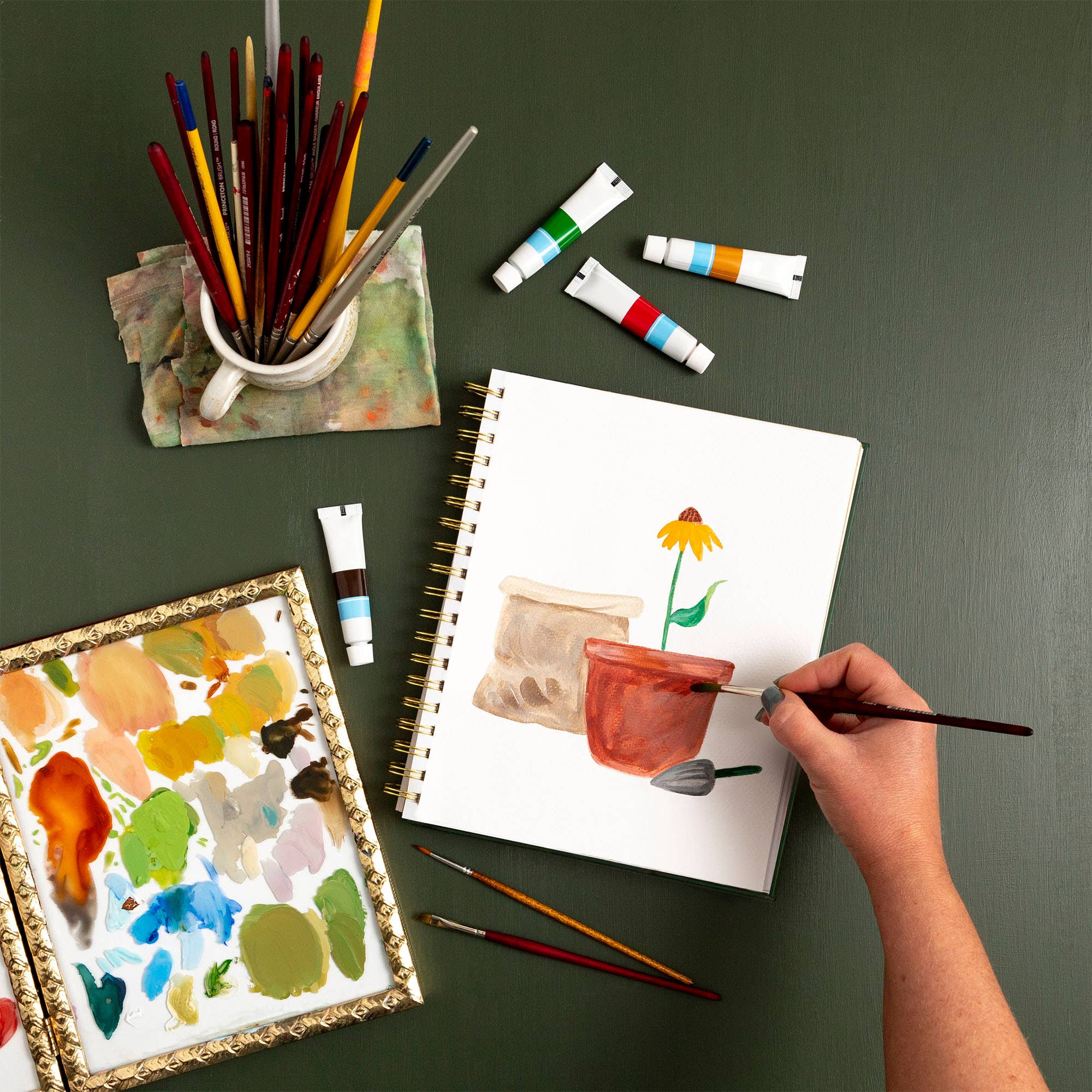 Houseplants Learn-To-Paint Gouache Paint Book
