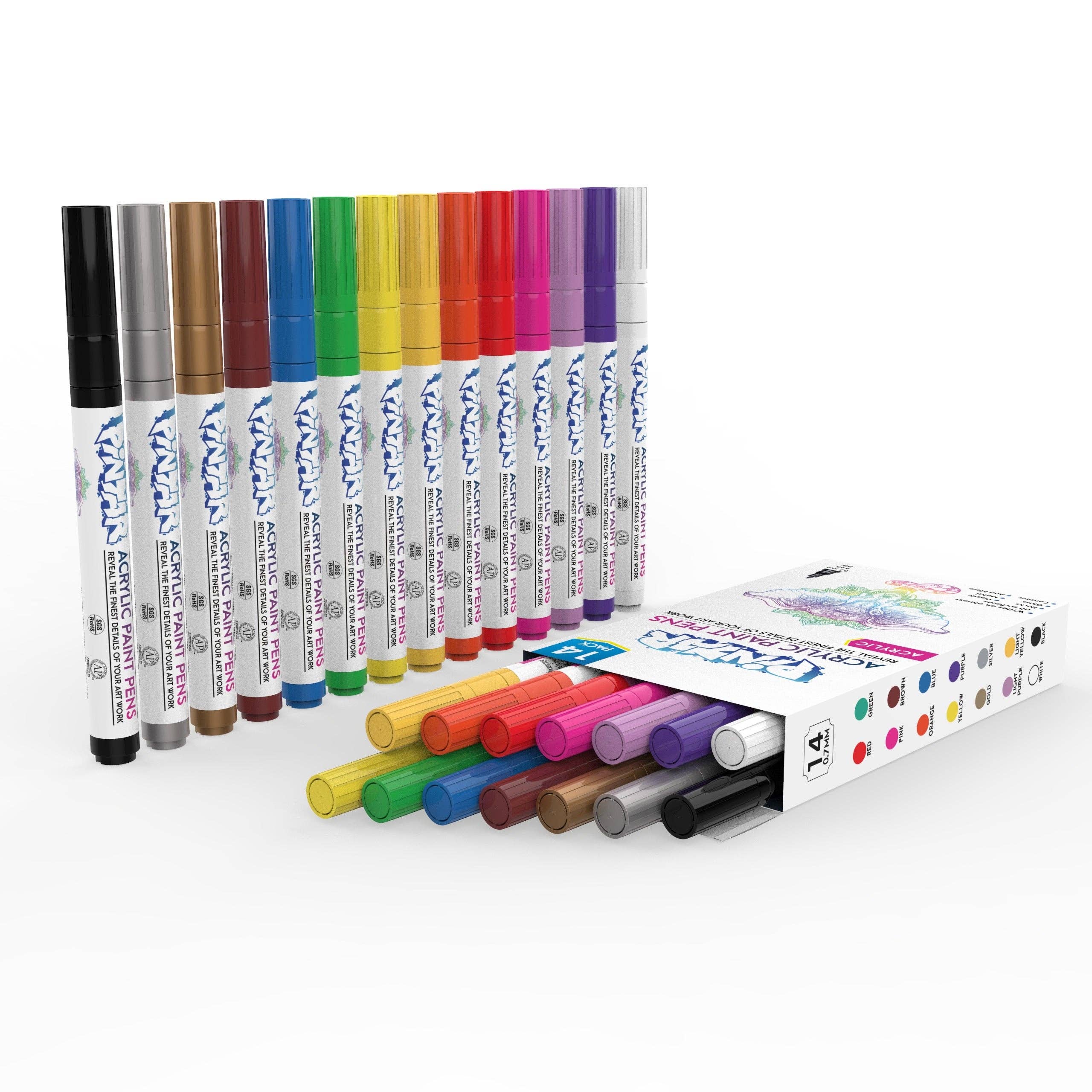 Pintar 14 Pack Fine Point Acrylic Paint Pens