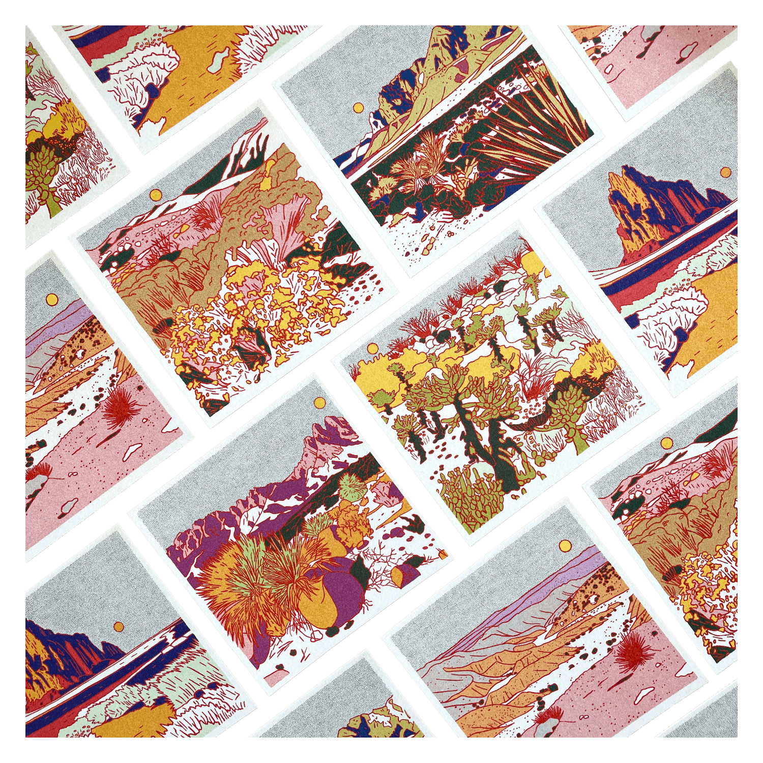 Colorful Desert Postcard Designs