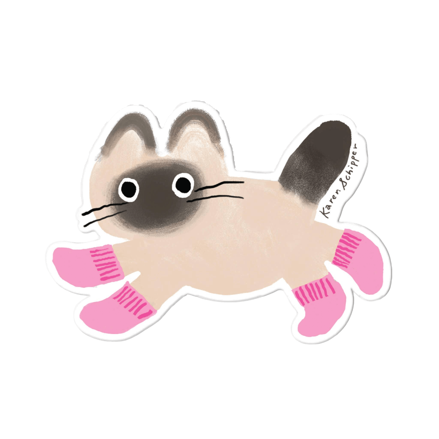 Cat in Bright Pink Socks | Sticker