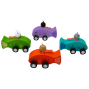 Set of colorful toy fish cars.