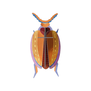 Colorful beetle-shaped paper figurine. 
