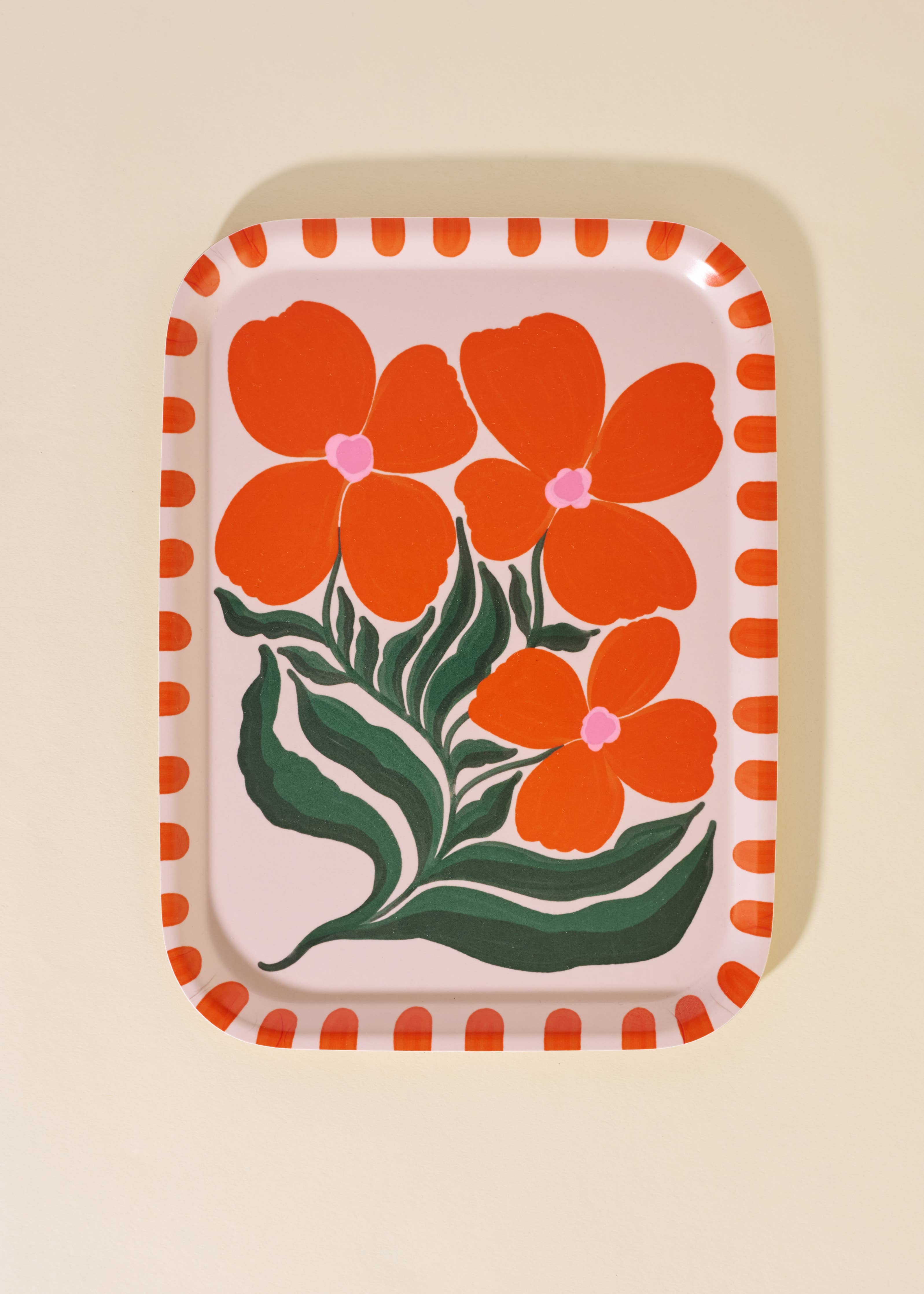 Wild Flower Orange Bent Birch Serving Tray