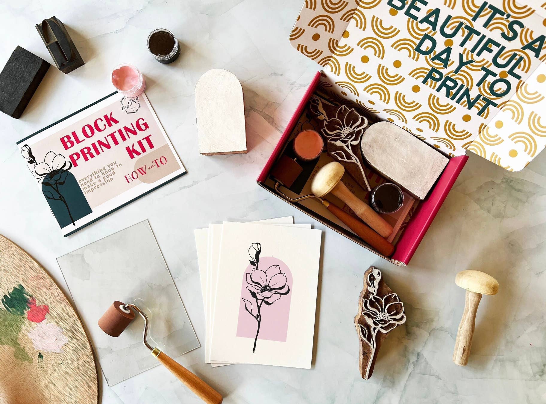 Geometric Magnolia Wood Block Printing Kit