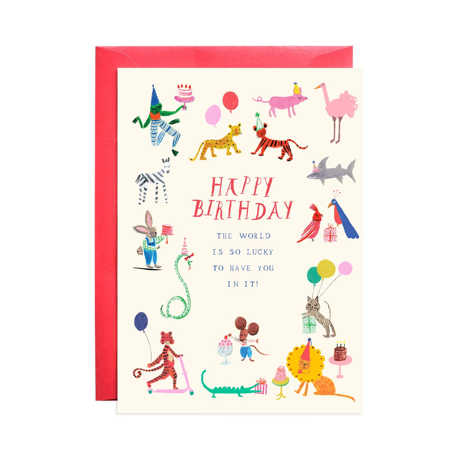 Party at the Zoo - Birthday Greeting Card