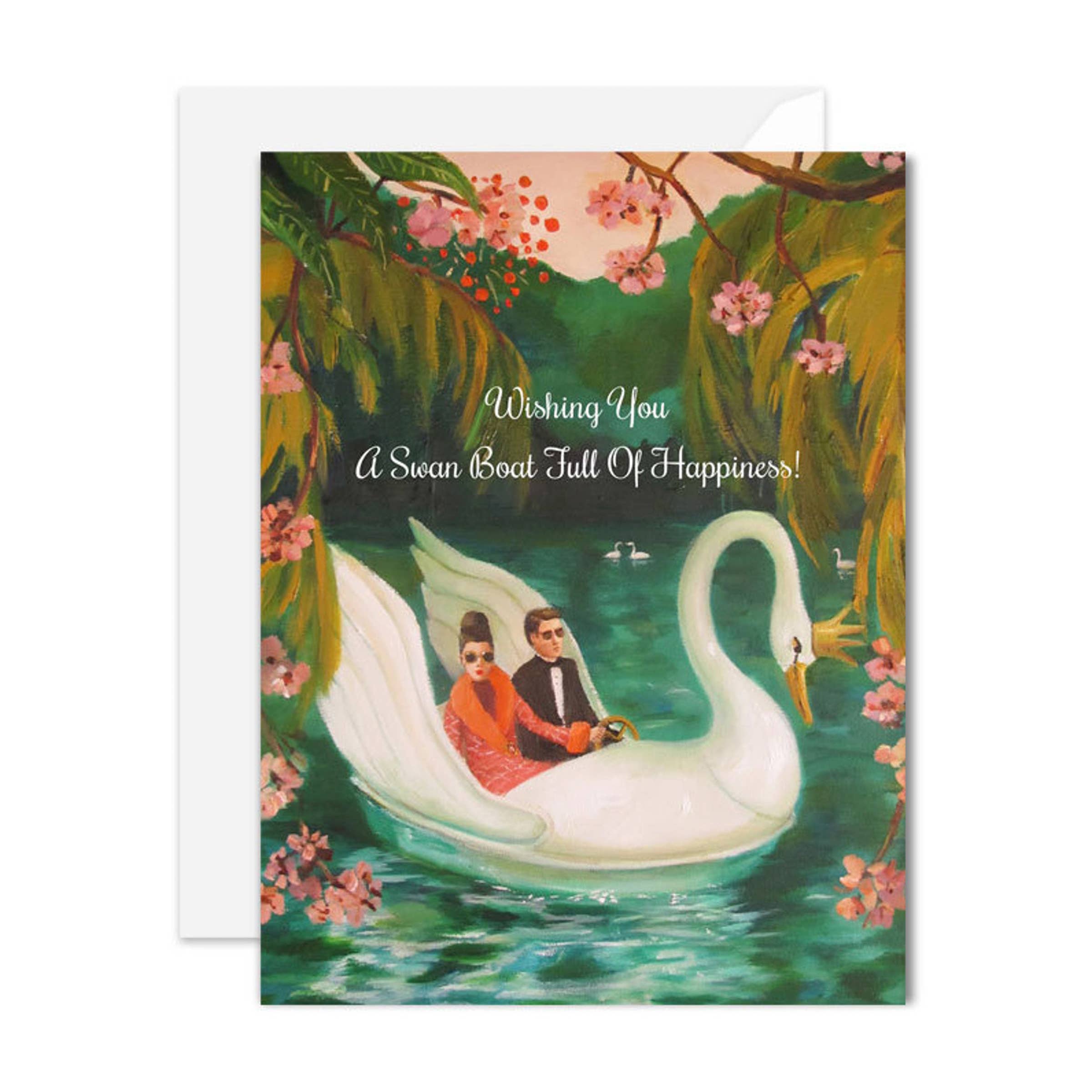 A Swan Boat Full Of Happiness Greeting Card