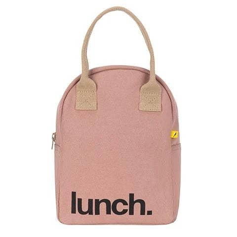 'Lunch' Mauve / Pink Organic Cotton Zipper Lunch Bag