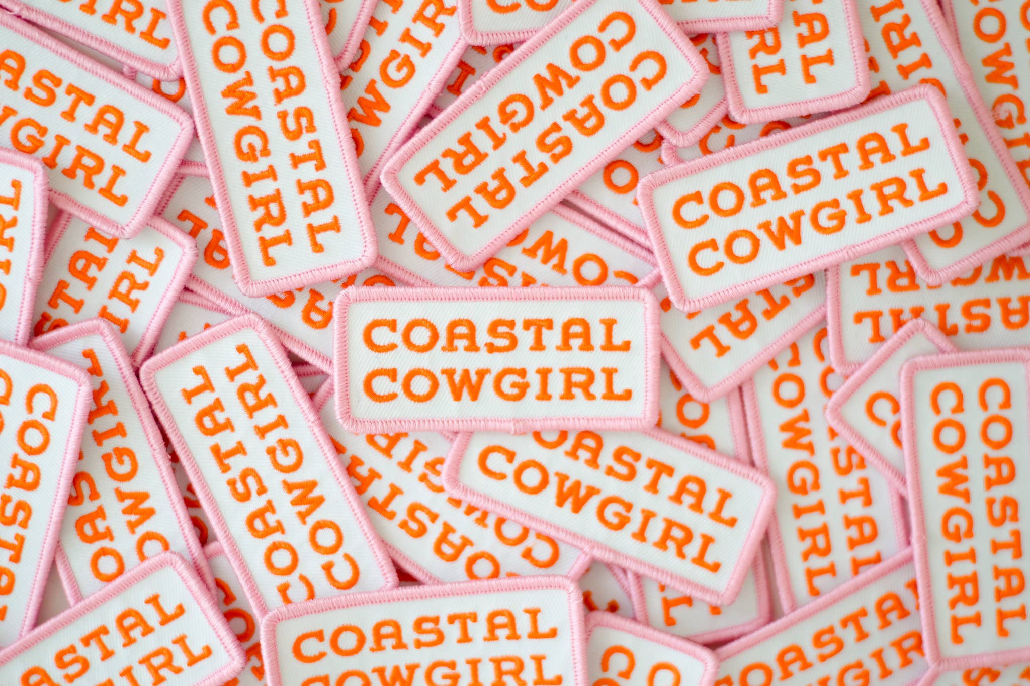 Coastal Cowgirl Embroidered Iron on Patch (Pink+Orange)