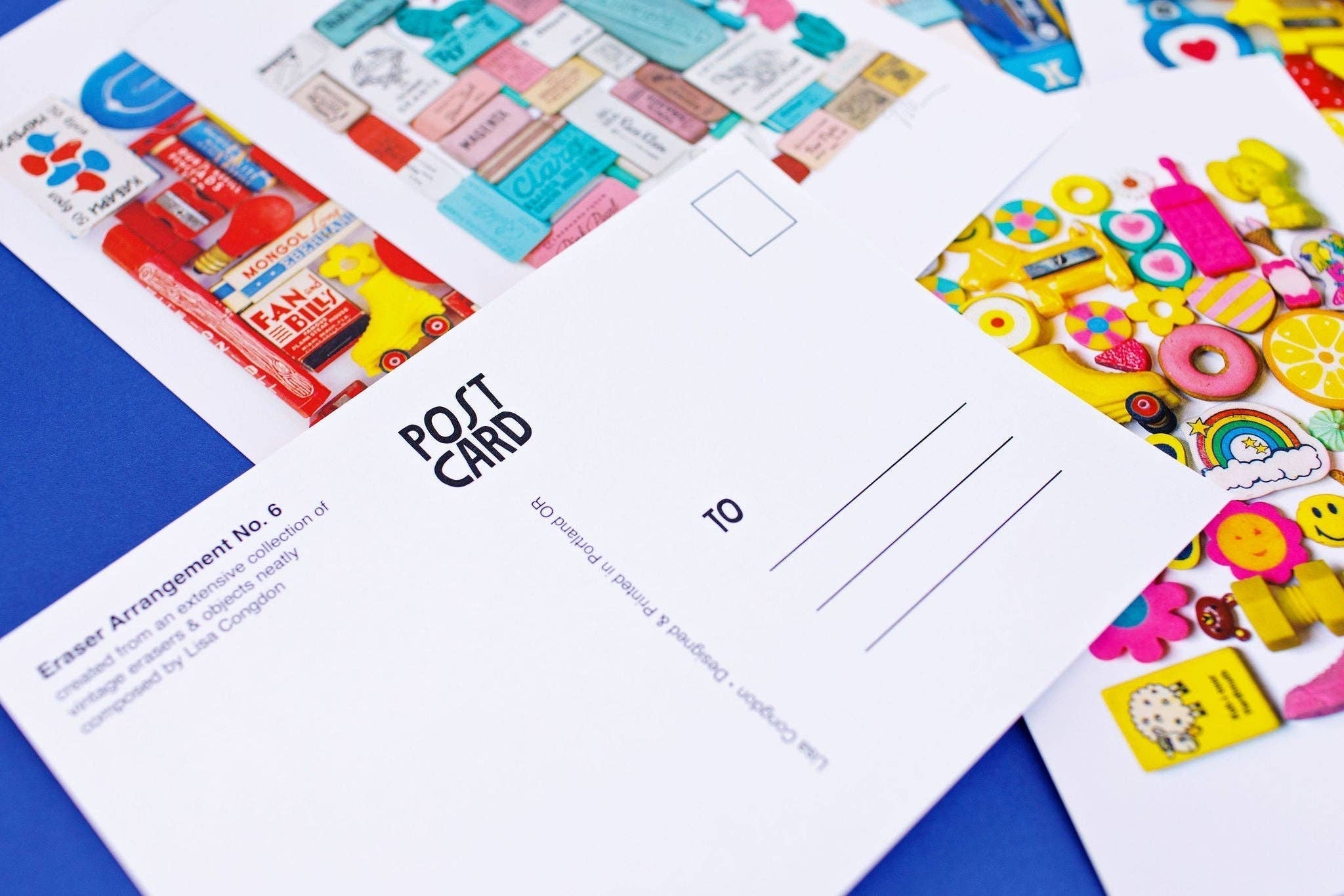 Eraser Arrangement No. 5 Postcard by Lisa Congdon