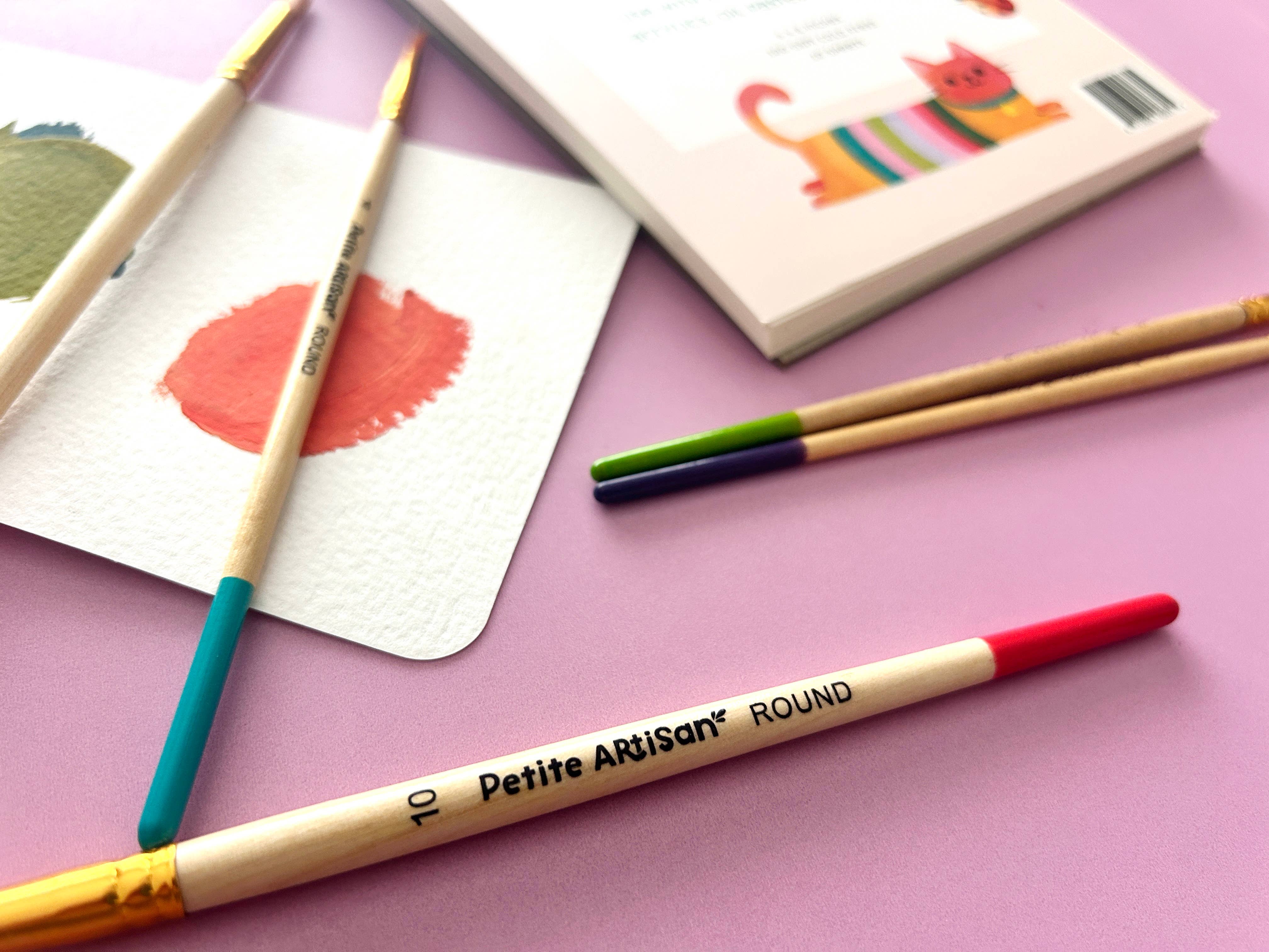 Kids Watercolor Paint Brush Set - 5 Wood Brushes