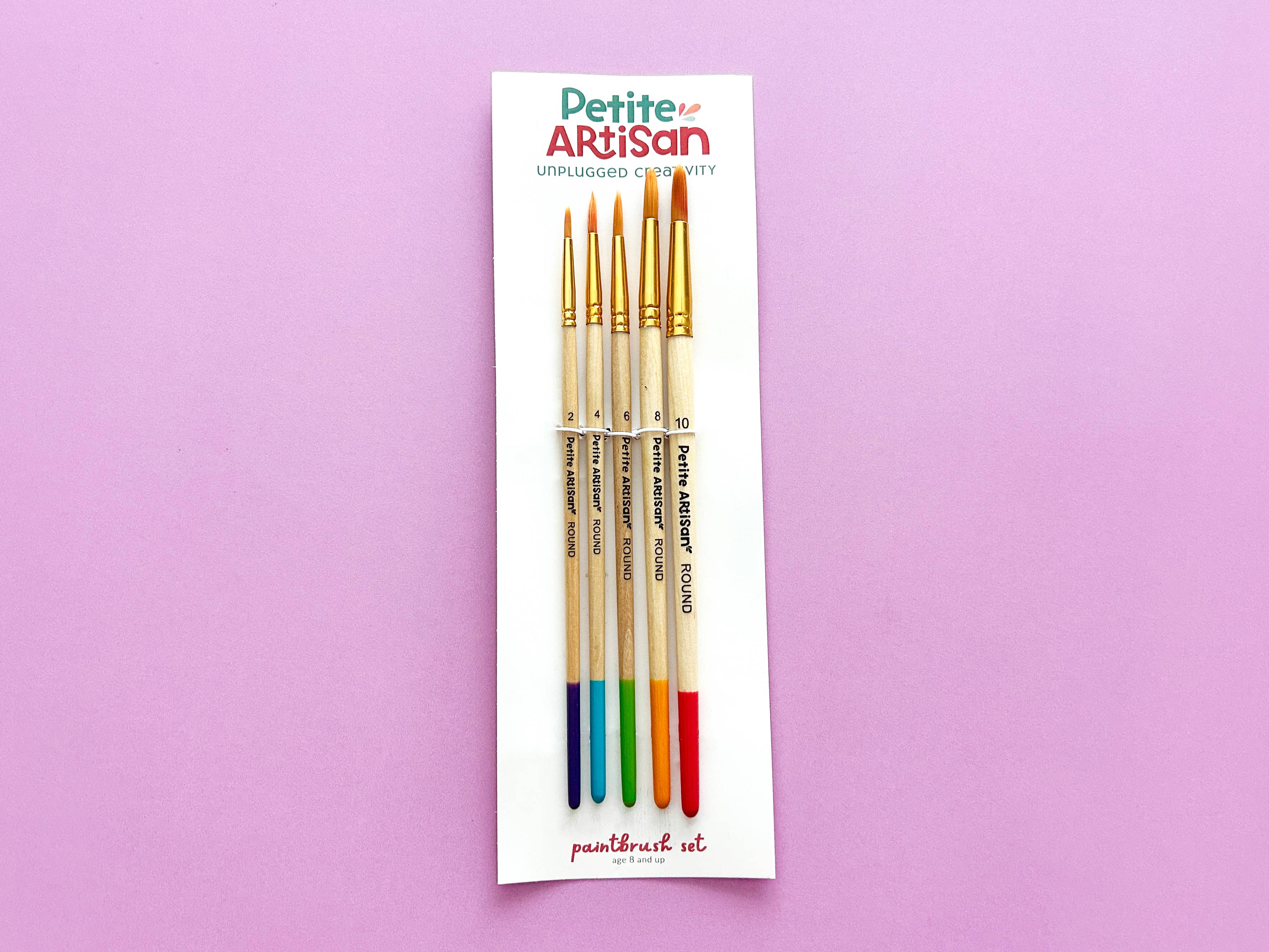 Kids Watercolor Paint Brush Set - 5 Wood Brushes