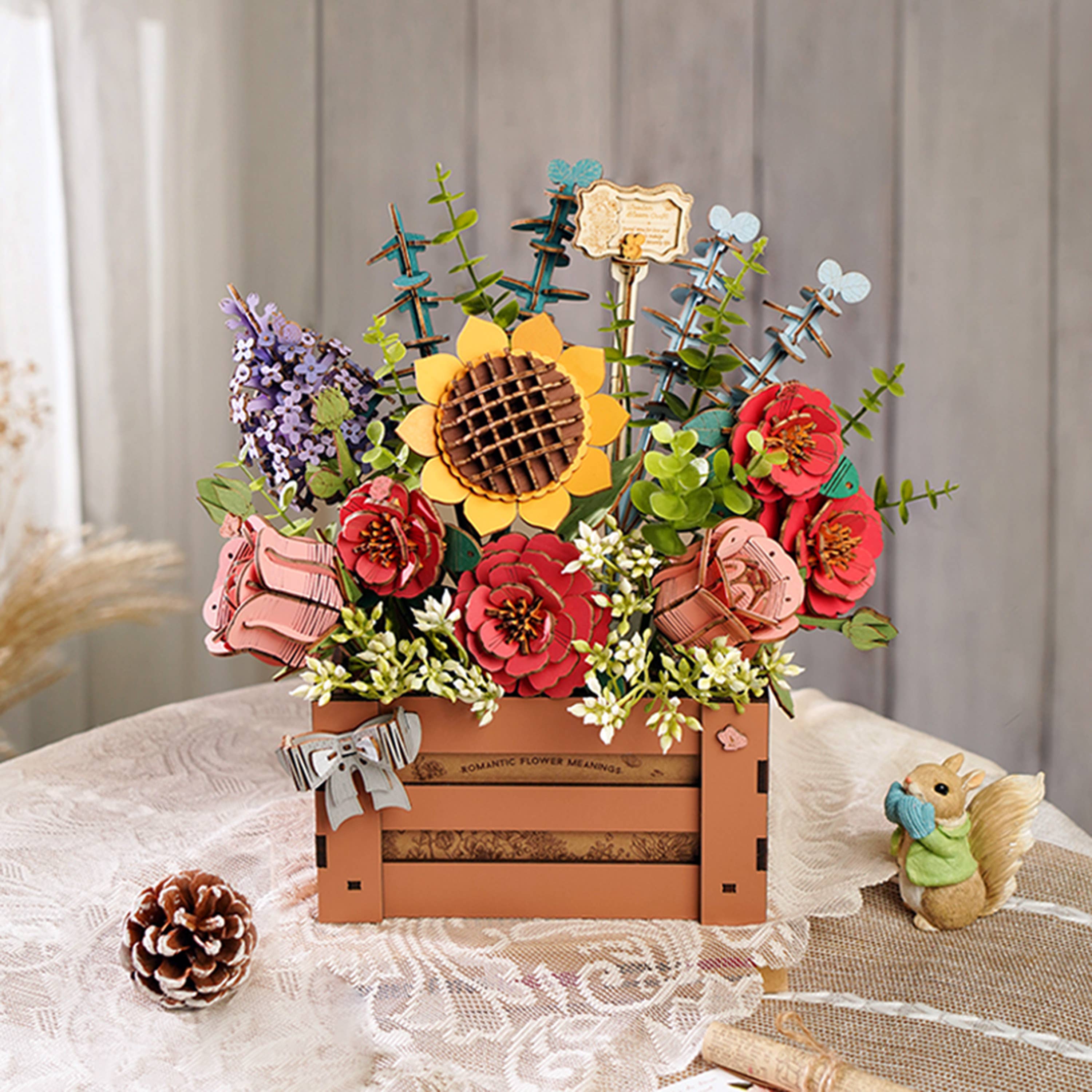 3D Flower Puzzle Wooden Bloom Box