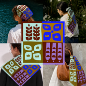 Botanical Colorblock 100% Silk Scarf