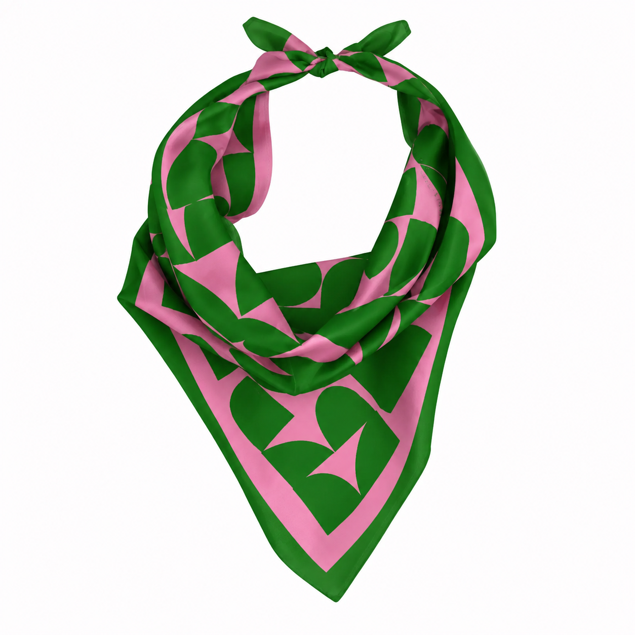 Green and Pink Geometric Silk Scarf