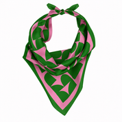 Green and Pink Geometric Silk Scarf