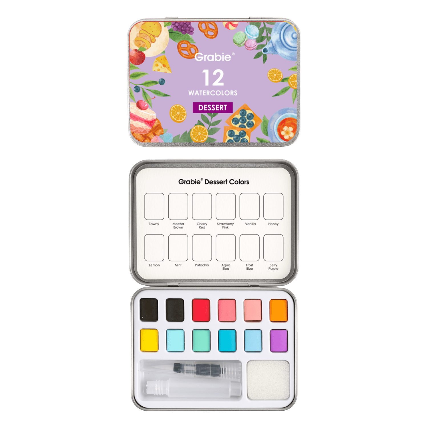 Dessert Colors | Watercolor, Pocket Set Of 12 With Brush