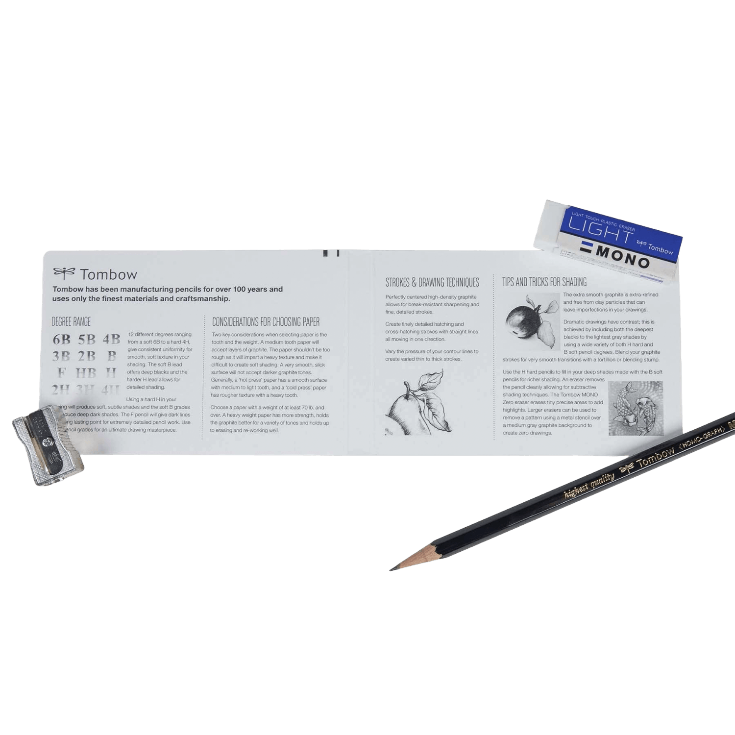 Tombow pencil and leaflet.