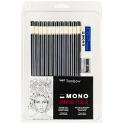 Packaging of Tombow Mono drawing pencils with a white background