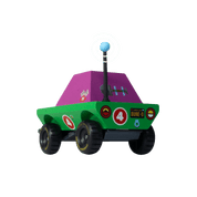 Toy car with a purple top and green body