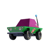 Toy car with purple top and green body