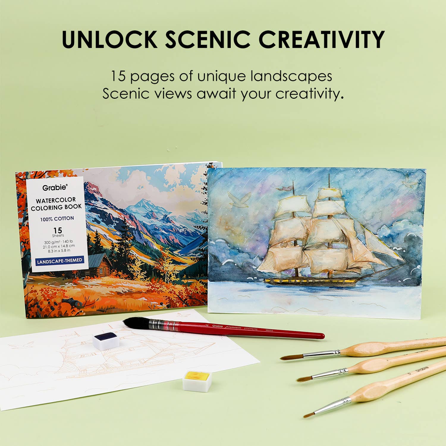 Landscape-Themed Watercolor Coloring Book