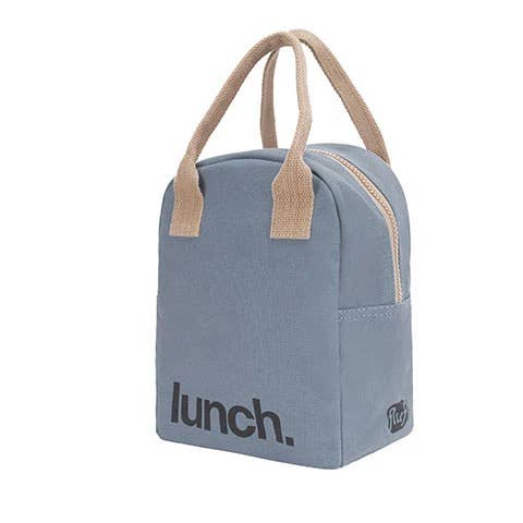 Fluf - Zipper Lunch Bag - 'Lunch' Blue