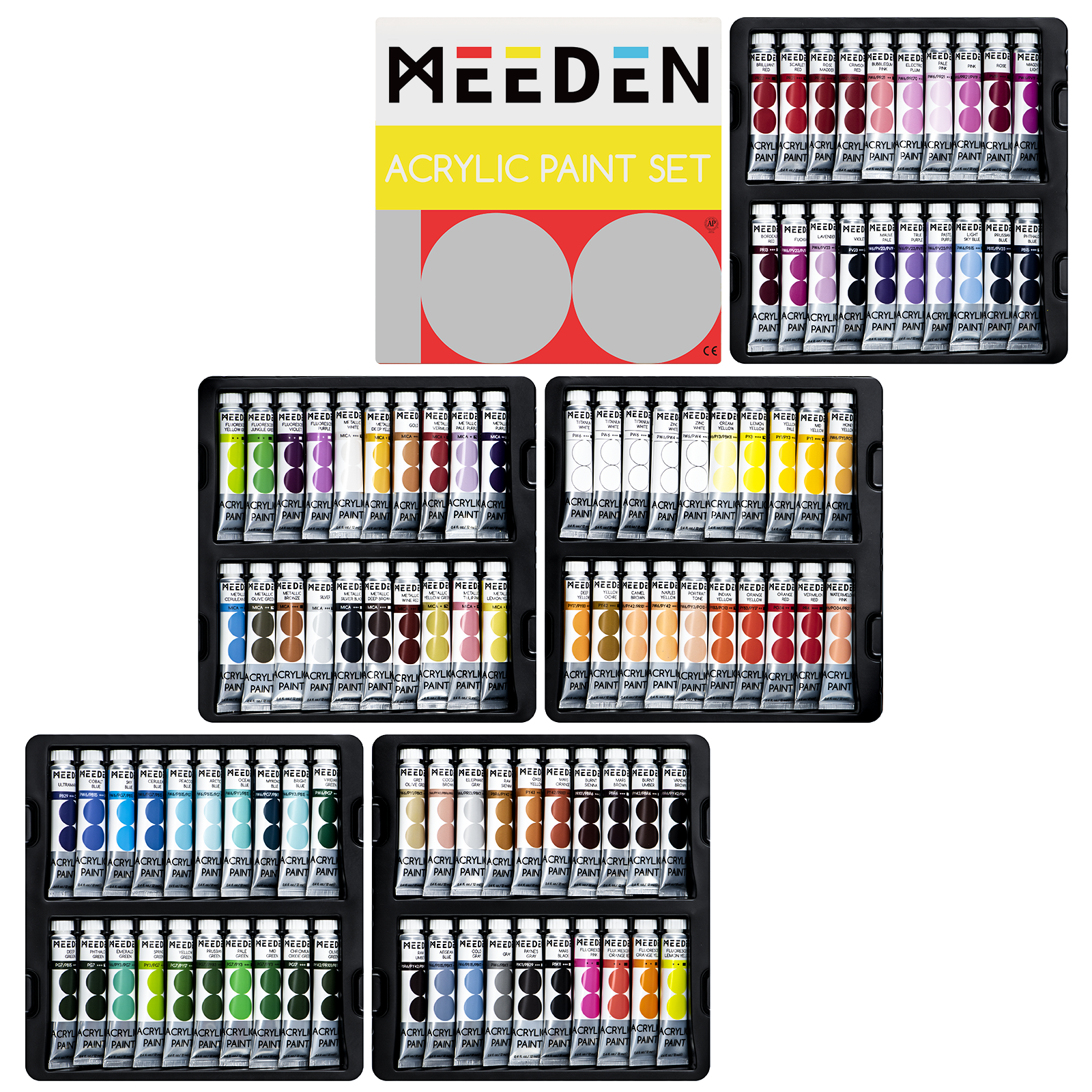 MEEDEN Heavy Body Acrylic Paint Sets - 100 Colors Acrylic Paint Tubes