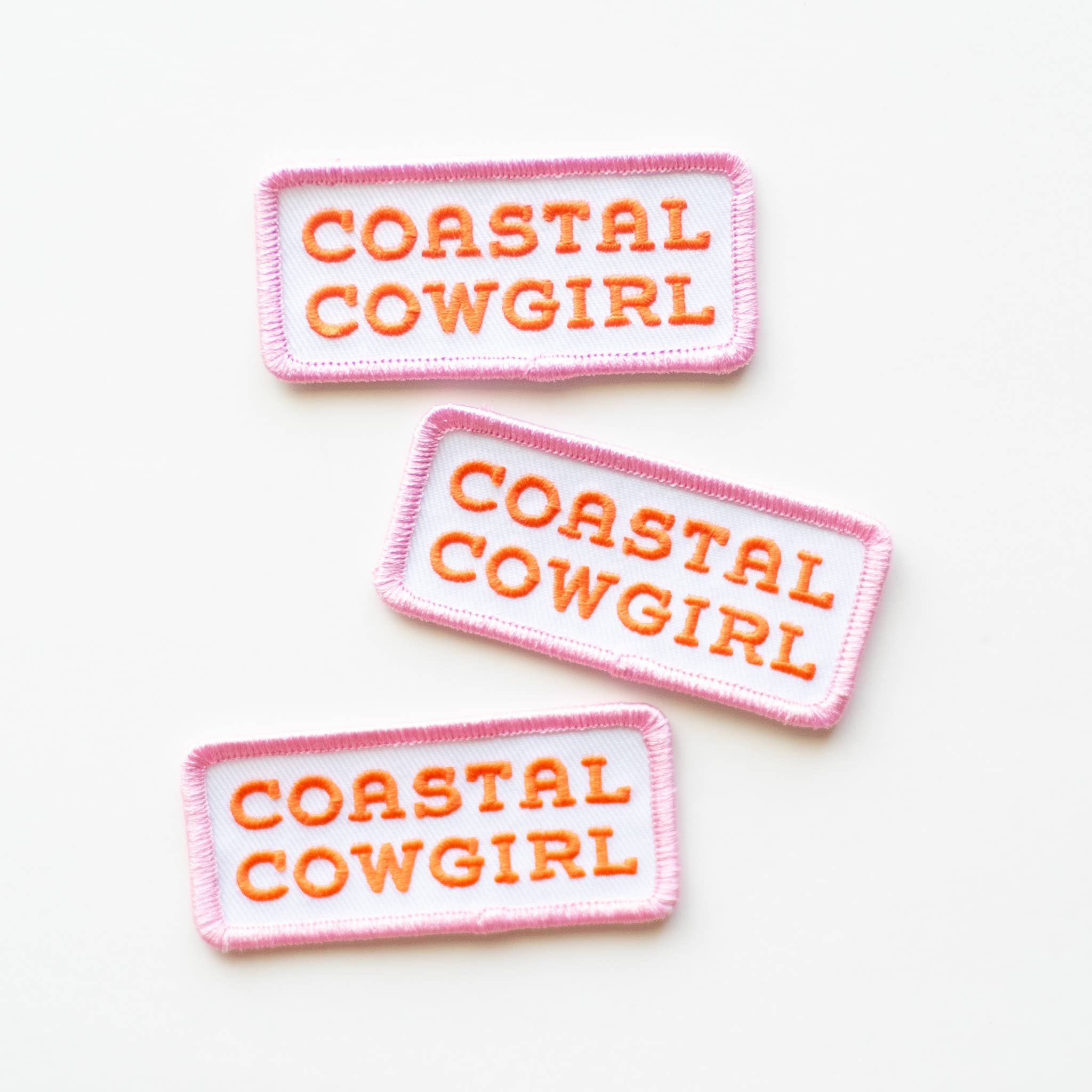 Coastal Cowgirl Embroidered Iron on Patch (Pink+Orange)