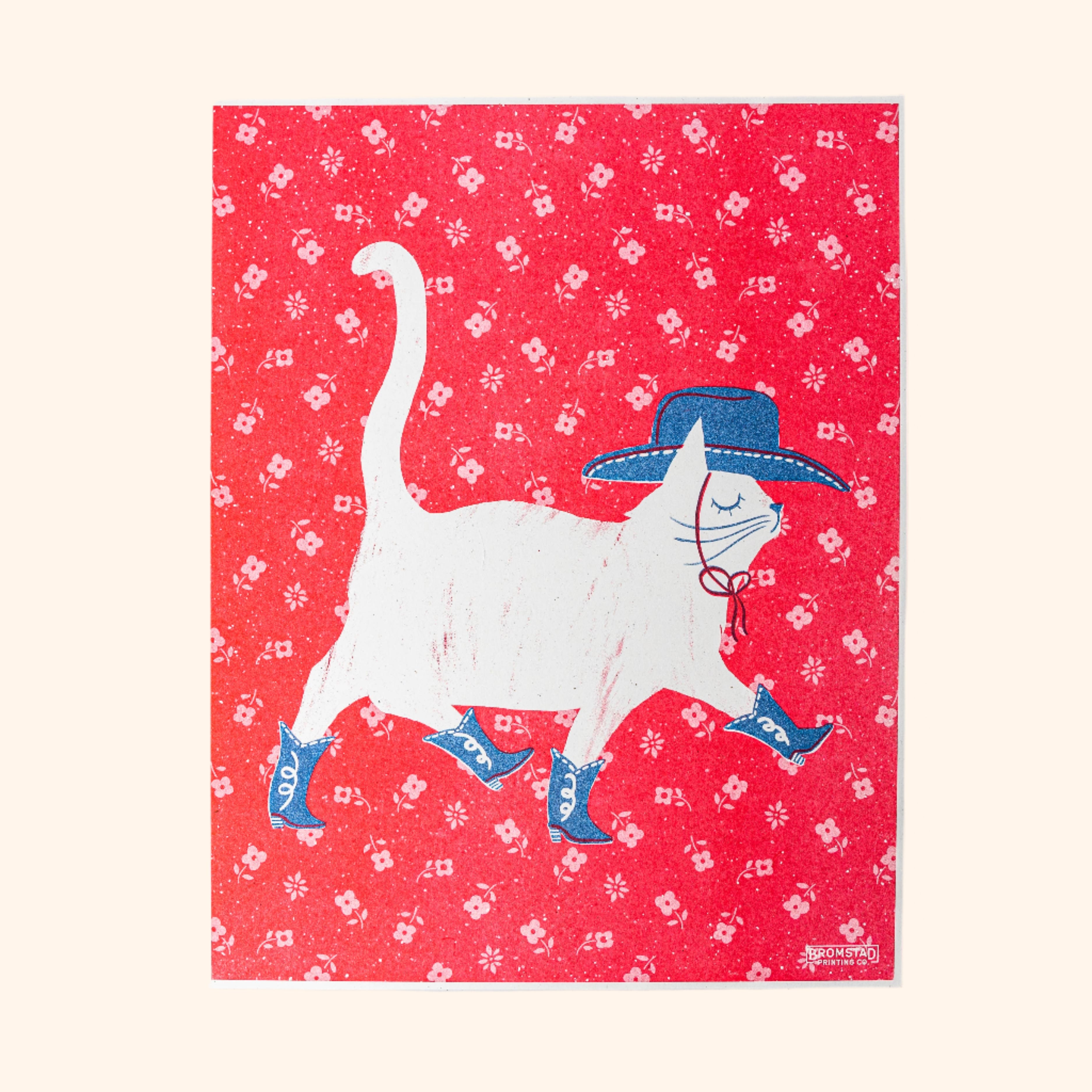 Cowboy Cat - Risograph Print