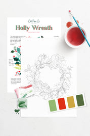 Holly Wreath Watercolor Painting Kit