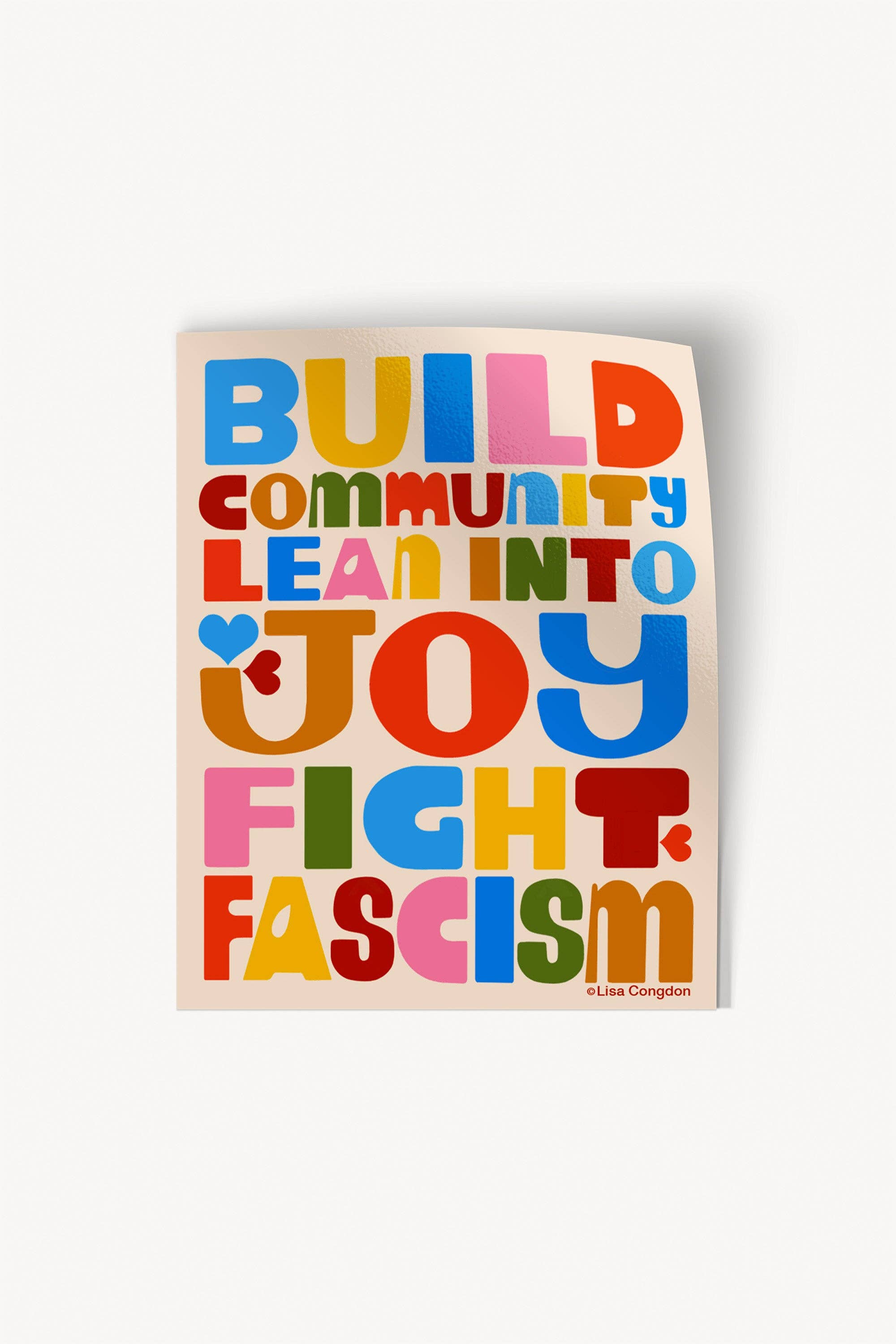 Build Community Large Sticker by Lisa Congdon