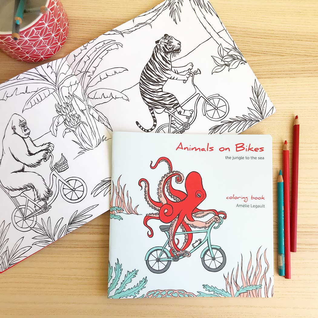 Animals on Bikes From the Jungle to the Sea - Coloring Book