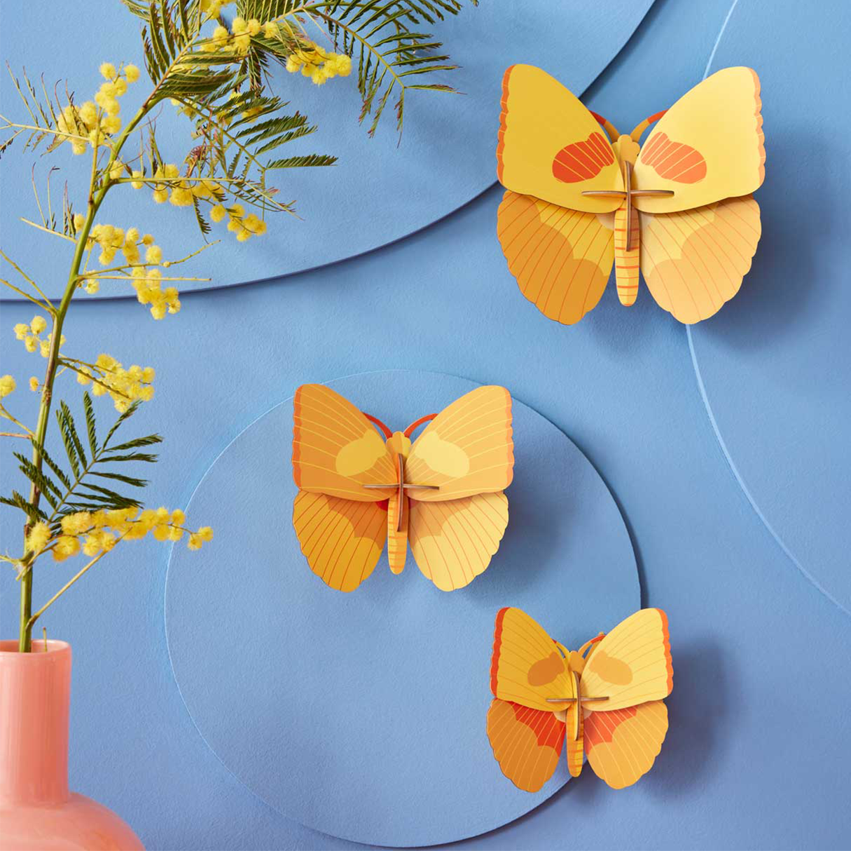Yellow Butterflies Set of 3: 3D DIY Wall Art Kit