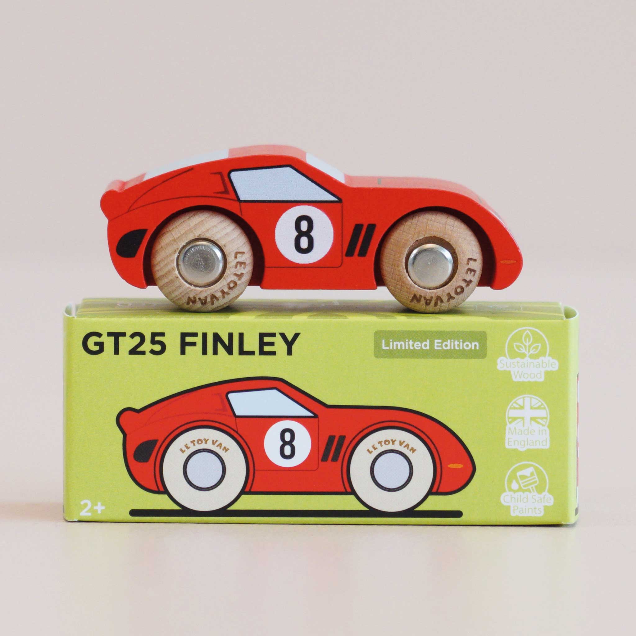 GT25 Finley No. 4 Wooden Toy Race Car