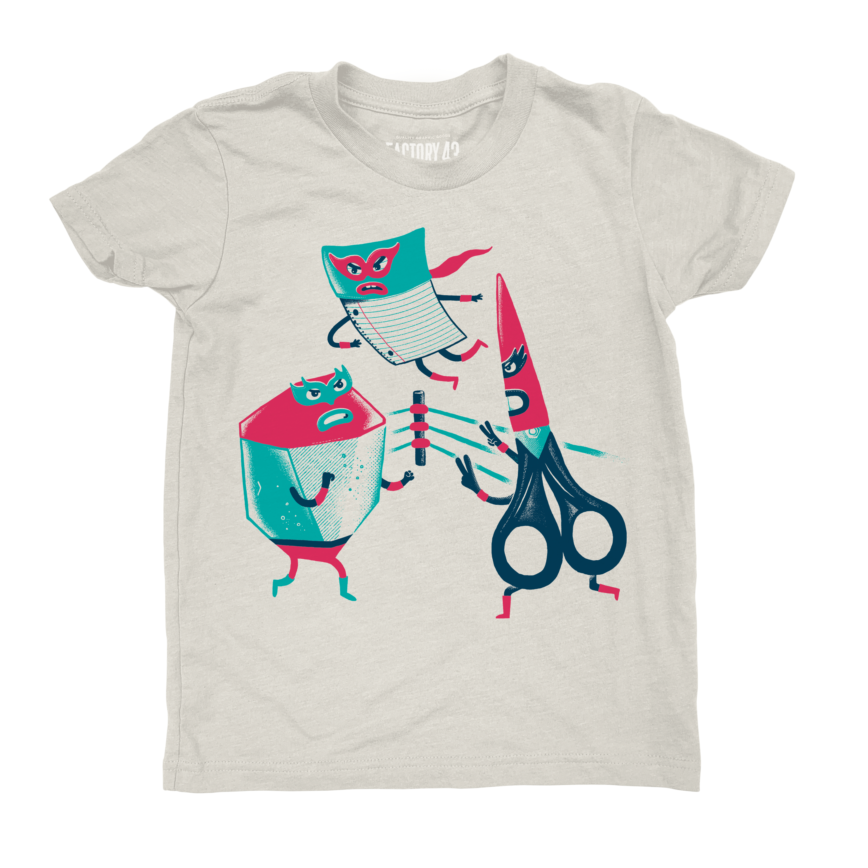 Factory 43 - Rock, Paper, Scissors (Kids Tee): Youth / Dust / Small (6-8)