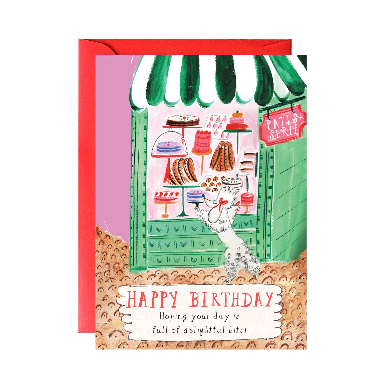 Poodle Loves Macarons Birthday Greeting Card