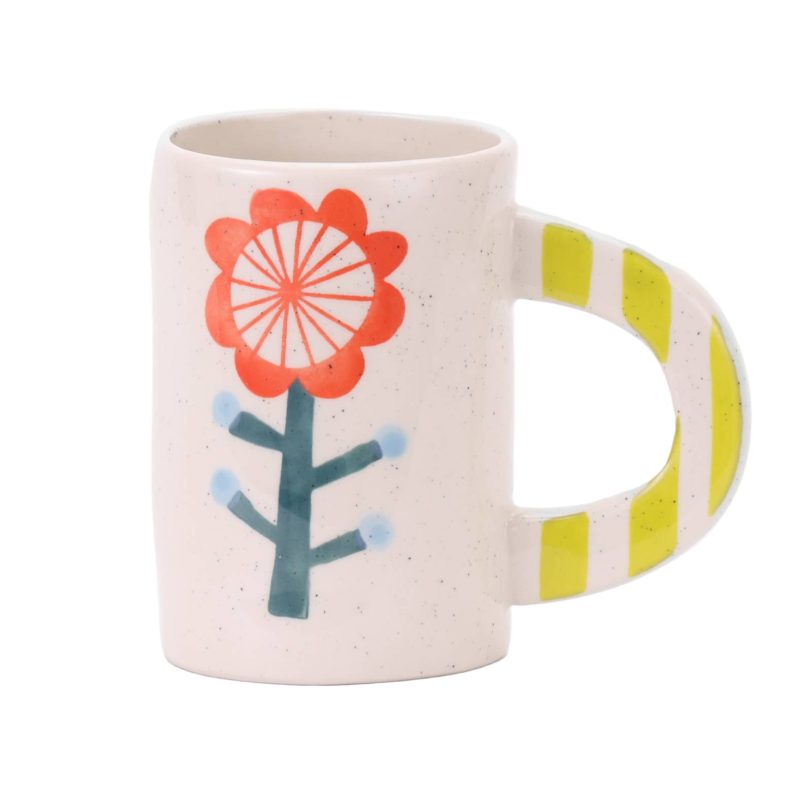 Red Green Floral Mug 14 oz.Hand-Painted