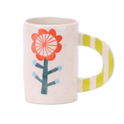 Red Green Floral Mug 14 oz.Hand-Painted