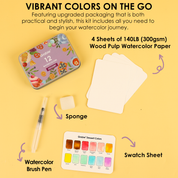 Dessert Colors | Watercolor, Pocket Set Of 12 With Brush